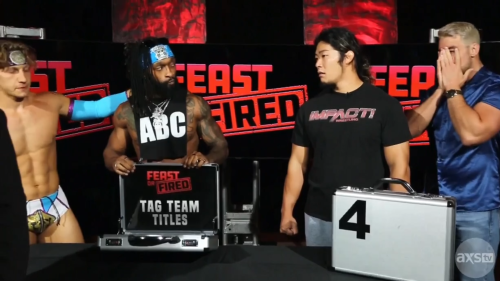 Moose, Crazzy Steve, Chris Bey, And Yuya Uemura, Open Feast Or Fired Briefcases At IMPACT 1000